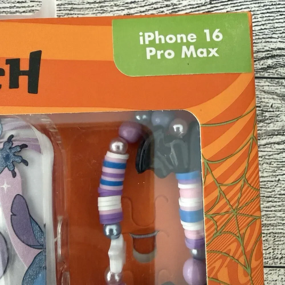 Disney Stitch Halloween Skinnydip iPhone 16 Pro max Hard Case Beaded Strap New